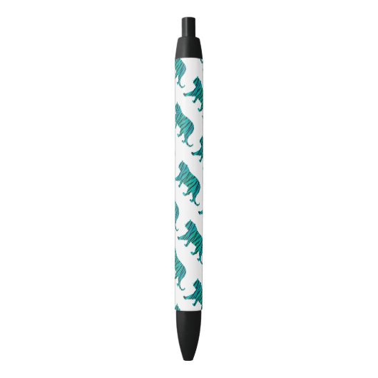 Tijger, zwart en Blauwgroen afdrukken Zwarte Inkt Pen (Voorkant Verticaal)