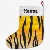 Tijger, zwart en Oranje afdrukken Grote Kerstsok (Achterkant)