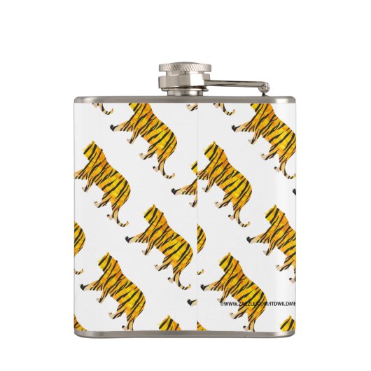 Tijger, zwart en Oranje afdrukken Heupfles (Achterkant)