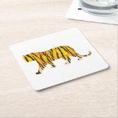 Tijger, zwart en Oranje afdrukken Kartonnen Onderzetters (Schuin)