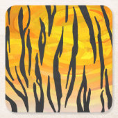 Tijger, zwart en Oranje afdrukken Kartonnen Onderzetters (Voorkant)