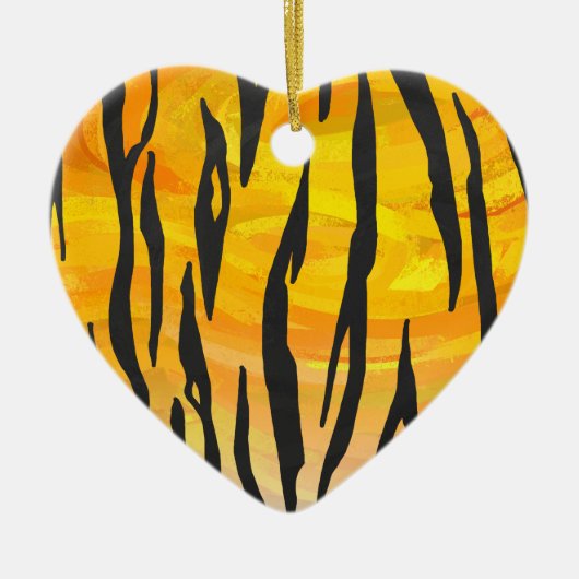 Tijger, zwart en Oranje afdrukken Keramisch Ornament (Voorkant)