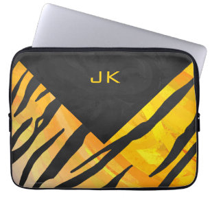 Tijger, zwart en Oranje afdrukken Laptop Sleeve