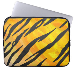Tijger, zwart en Oranje afdrukken Laptop Sleeve