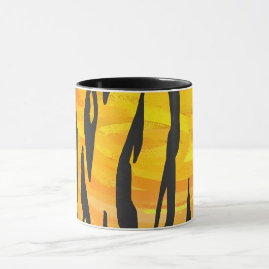 Tijger, zwart en Oranje afdrukken Mok (Midden)