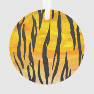 Tijger, zwart en Oranje afdrukken Ornament