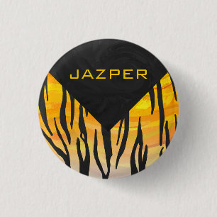Tijger, zwart en Oranje afdrukken Ronde Button 3,2 Cm