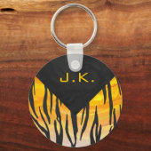 Tijger, zwart en Oranje afdrukken Sleutelhanger (Voorkant)