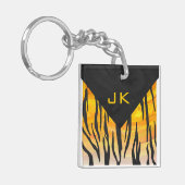 Tijger, zwart en Oranje afdrukken Sleutelhanger (Voorkant Links)