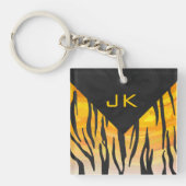 Tijger, zwart en Oranje afdrukken Sleutelhanger (Voorkant)