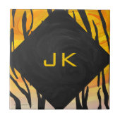 Tijger, zwart en Oranje afdrukken Tegeltje (Voorkant)