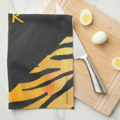 Tijger, zwart en Oranje afdrukken Theedoek (Quarter Fold)