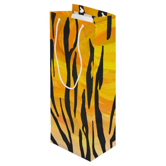 Tijger, zwart en Oranje afdrukken Wijn Cadeautas (Achterkant Gekanteld)