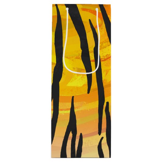 Tijger, zwart en Oranje afdrukken Wijn Cadeautas (Voorkant)