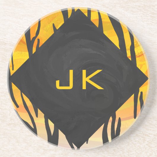 Tijger, zwart en Oranje afdrukken Zandsteen Onderzetter (Voorkant)