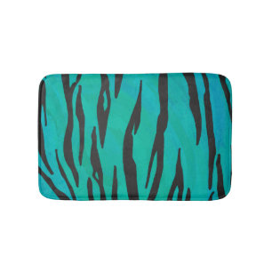 Tijger zwart en turquoise print badmat