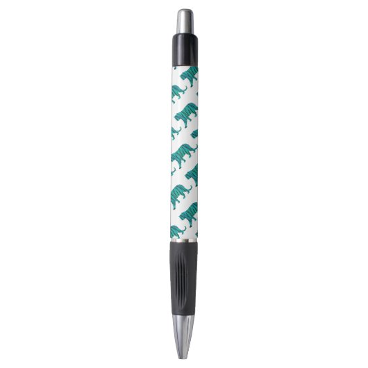 Tijger zwart en turquoise print pen (Voorkant Verticaal)