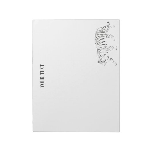 Tijger, zwart-wit, gepersonaliseerd notitieblok (Linkerzijde)