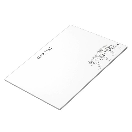 Tijger, zwart-wit, gepersonaliseerd notitieblok (Schuin)