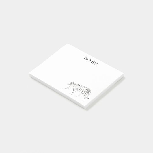 Tijger zwart-wit gepersonaliseerd post-it® notes (Schuin)