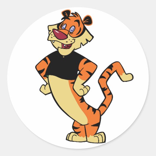 Tijger - zwarte mascotte Sticker (Voorkant)