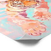 Tijger Zwemmen Pastels Schilderen – Kwekerij Poster (Hoek)