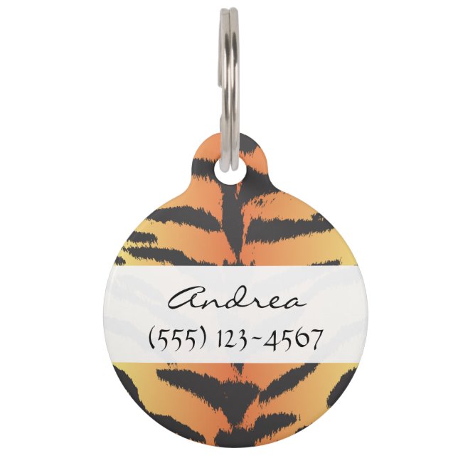 Tijgerafdrukken, tijgerstrips, afdrukken van diere huisdierpenning (Voorkant)