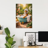 Tijgerbadposter, Grappige Jungle Spa Print (Thuiskantoor)