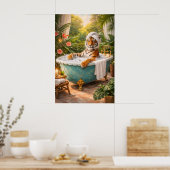 Tijgerbadposter, Grappige Jungle Spa Print (Keuken)