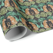 Tijgerbladeren: Waterverf Oerwoud naadloos. Cadeaupapier (Rol Hoek)