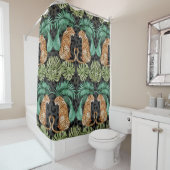 Tijgerbladeren: Waterverf Oerwoud naadloos. Douchegordijn (In situ)