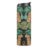 Tijgerbladeren: Waterverf Oerwoud naadloos. Thermosbeker (Gedraaid links)