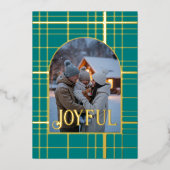 Tijgerblauw en goud gingang Kerstvakantie foto Folie Feestdagenkaart (Voorkant)