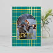 Tijgerblauw en goud gingang Kerstvakantie foto Folie Feestdagenkaart (Staand Voorkant)