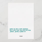 Tijgerblauw en goud gingang Kerstvakantie foto Folie Feestdagenkaart (Achterkant)