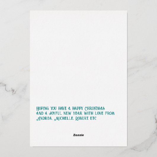 Tijgerblauw en goud gingang Kerstvakantie foto Folie Feestdagenkaart (Achterkant)