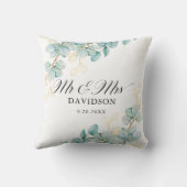 Tijgerblauw en gouden eucalyptus pasgetrouwden ele kussen (Achterkant)