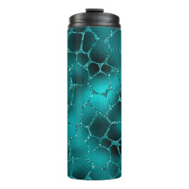 Tijgerblauw Ombre Glam Glitter Giraffe Vlekken Pat Thermosbeker
