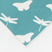 Tijgerblauw Vlinder en Libel Patroon Monogram Fleece Deken (Hoek)