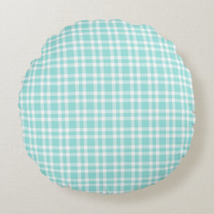 Tijgerblauw Witte Geruite Patroon Rond Kussen