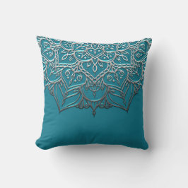 Tijgerblauw & Zilver Mandala Elegante Minimaal Mar Kussen