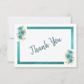 Tijgerblauwe en turkooizen roos elegante bedankkaa bedankkaart (Voorkant)