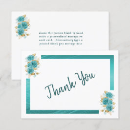 Tijgerblauwe en turkooizen roos elegante bedankkaa bedankkaart