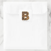 Tijgerbont Letter B Vierkante Sticker (Tas)