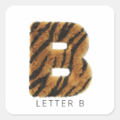 Tijgerbont Letter B Vierkante Sticker (Voorkant)