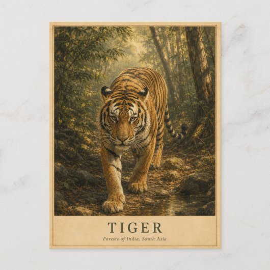 Tijgerbossen van India VINTAGE Briefkaart (Voorkant)