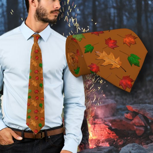 Tijgerbruine Herfstbladeren Patroon Das