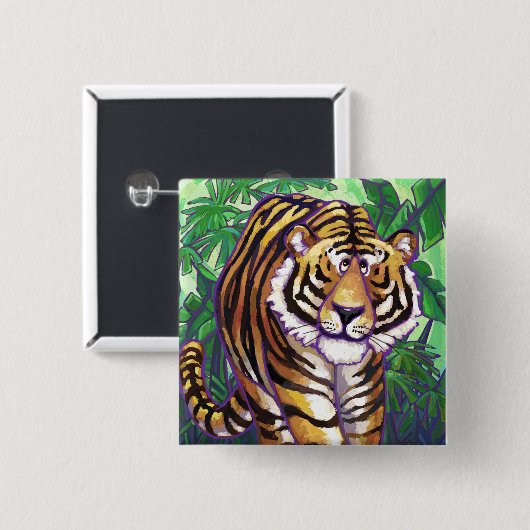 Tijgercadeautjes en Accessoires Vierkante Button 5,1 Cm (Voorkant /achterkant)