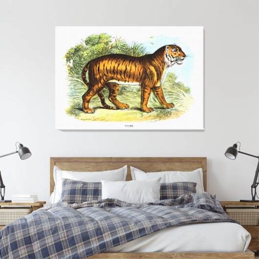 tijgerdierillustratie canvas afdruk (Insitu (Slaapkamer))
