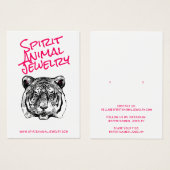 Tijgerdierillustratie roze script oorringkaart visitekaartje (Voorkant /achterkant)